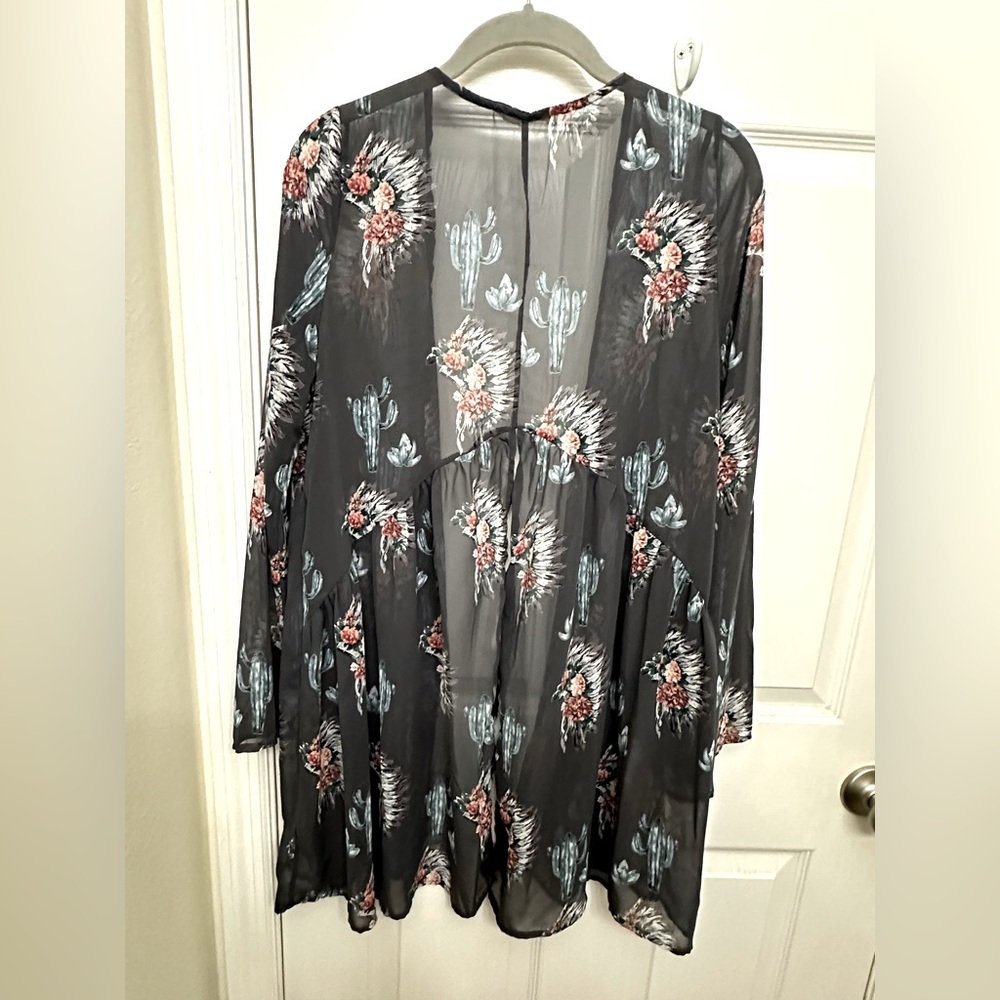 Peach Love California boho chiffon kimono duster one size (fits S-L)